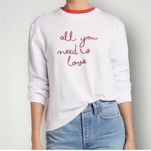 French‎ Connection All You Need Is Love Valentines Crewneck Sweatshirt White NWT